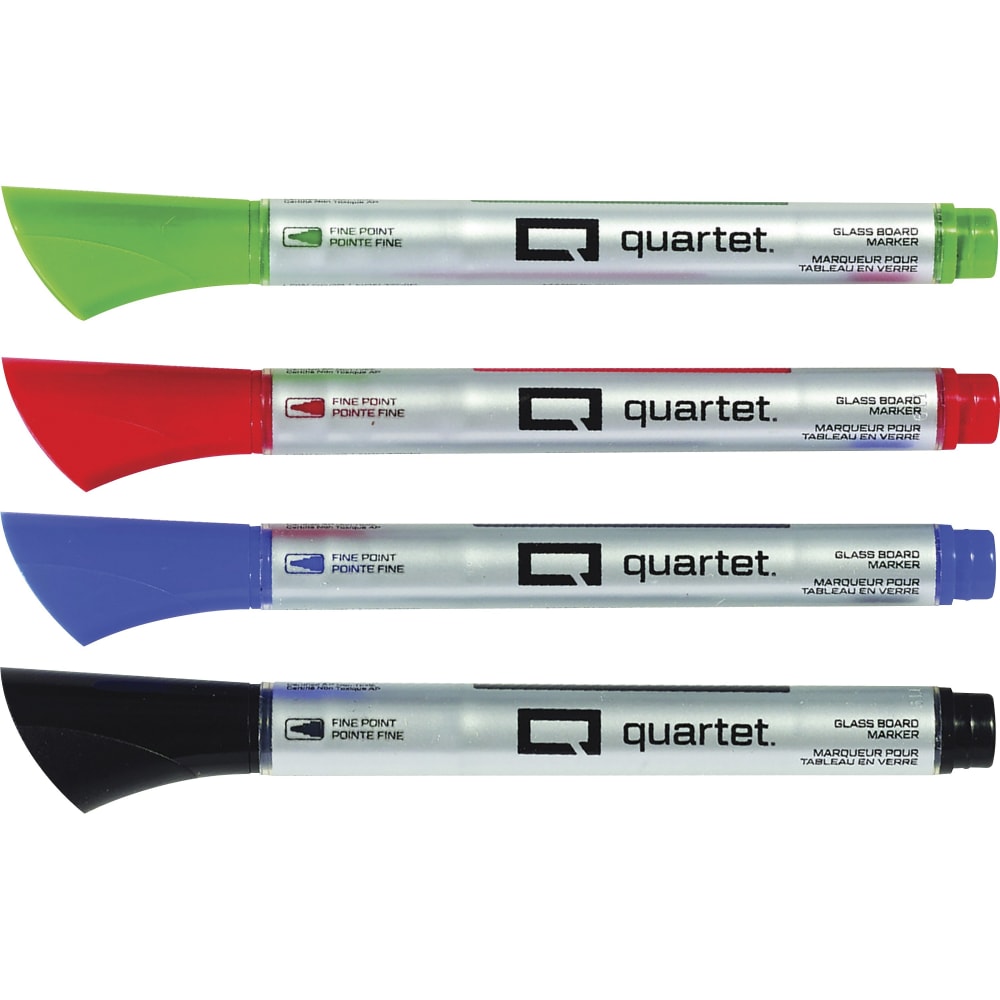Quartet Premium Glass Board Dry-erase Markers - Erasable - Black, Blue, Red, Green Ink - Liquid - 6 / Pack MPN:79555