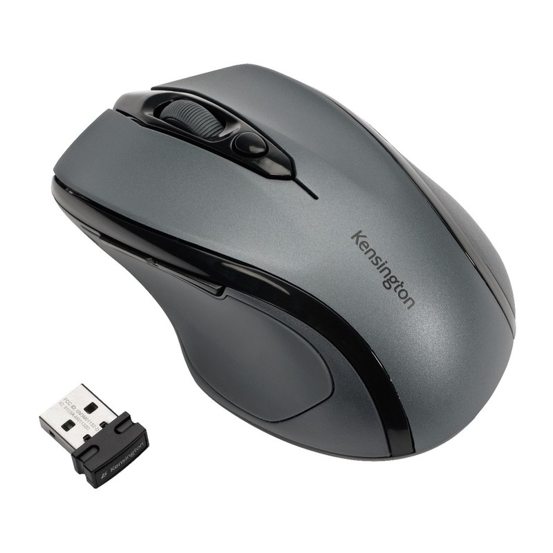 Kensington Pro Fit Mid-Size Wireless Mouse - Graphite Gray - Optical - Wireless - Radio Frequency - 2.40 GHz - K72423AMA MPN:K72423AMA