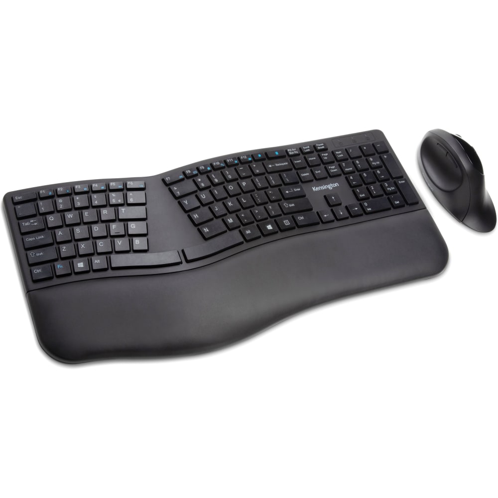 Kensington Pro Fit Ergo Wireless Keyboard and Mouse-Black - USB Wireless Bluetooth/RF 4.0 2.40 GHz Keyboard - K75406US MPN:K75406US