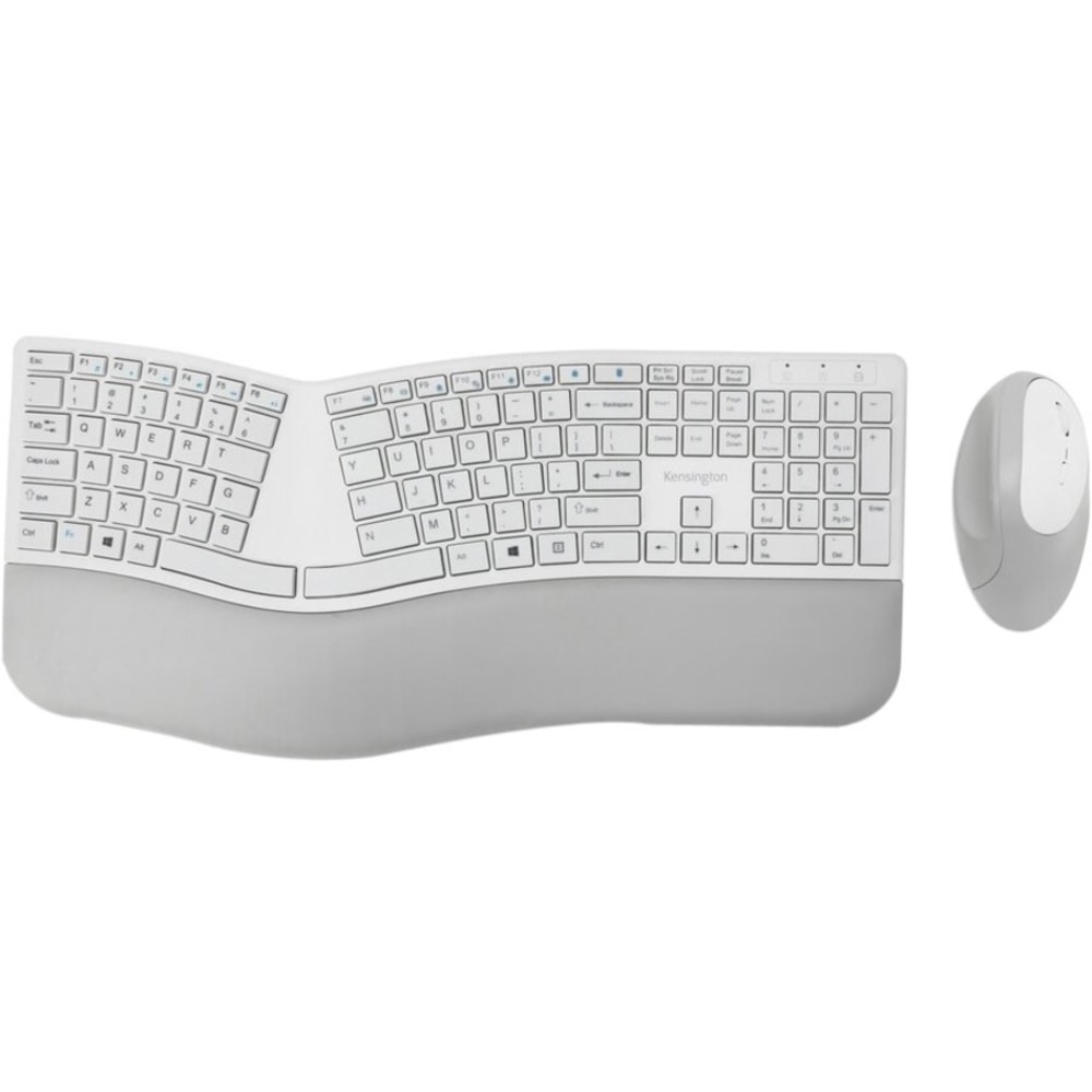 Kensington Pro Fit Ergo Wireless Keyboard and Mouse-Gray - USB Wireless Bluetooth/RF 4.0 Keyboard - Gray - K75407US MPN:K75407US