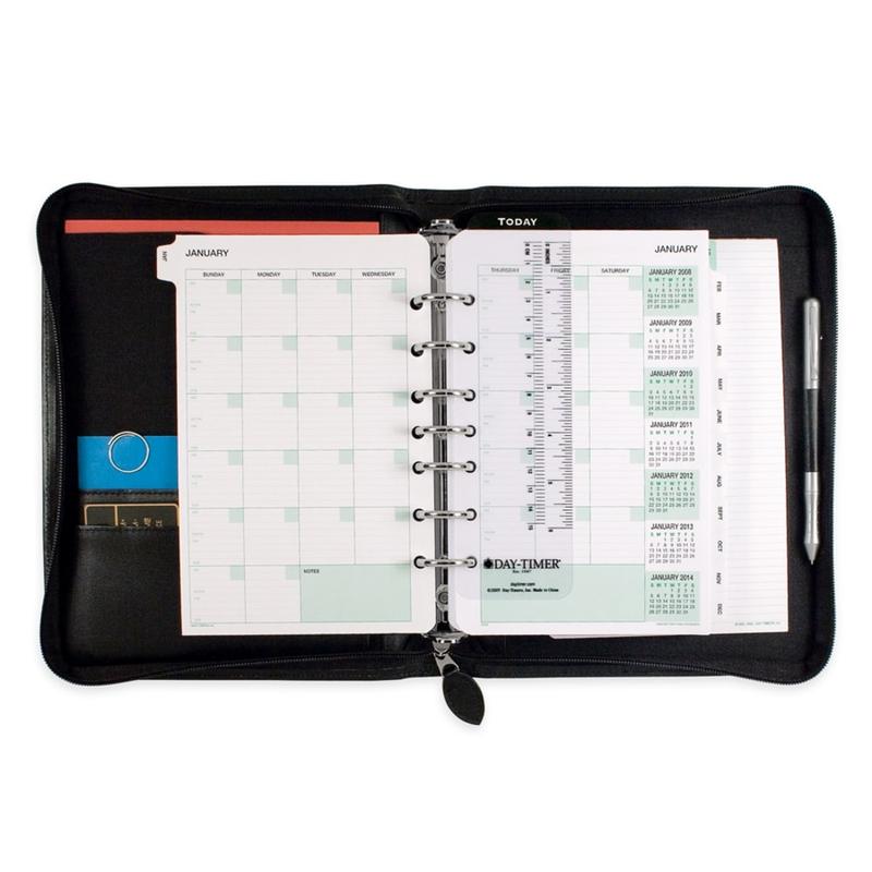 Day-Timer Bonded Leather Binder And Starter Set Organizer, 5 1/2in x 8 1/2in, Black MPN:4174501A