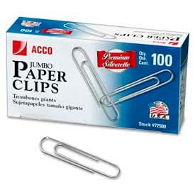 Acco® Jumbo Paper Clips Silver 1000/Pack 72500