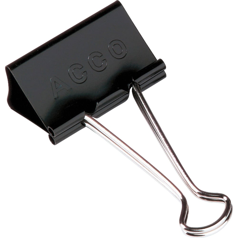 ACCO Tempered Steel/Plastic Binder Clips, Mini, 0.25in Capacity, Black, Pack Of 12 MPN:72010