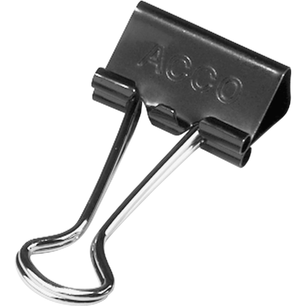 ACCO Binder Clips, Small, 3/4in Wide, 5/16in Capacity, Black, Pack Of 12 MPN:72020