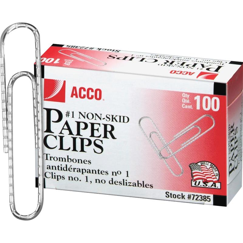 ACCO Economy Paper Clips, 1000 Total, No. 1, Silver, 100 Per Box, Pack Of 10 Boxes MPN:72385