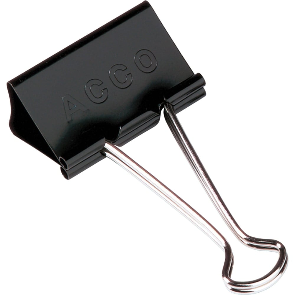 ACCO Binder Clips, Large, Black, Box Of 12 MPN:A7072100