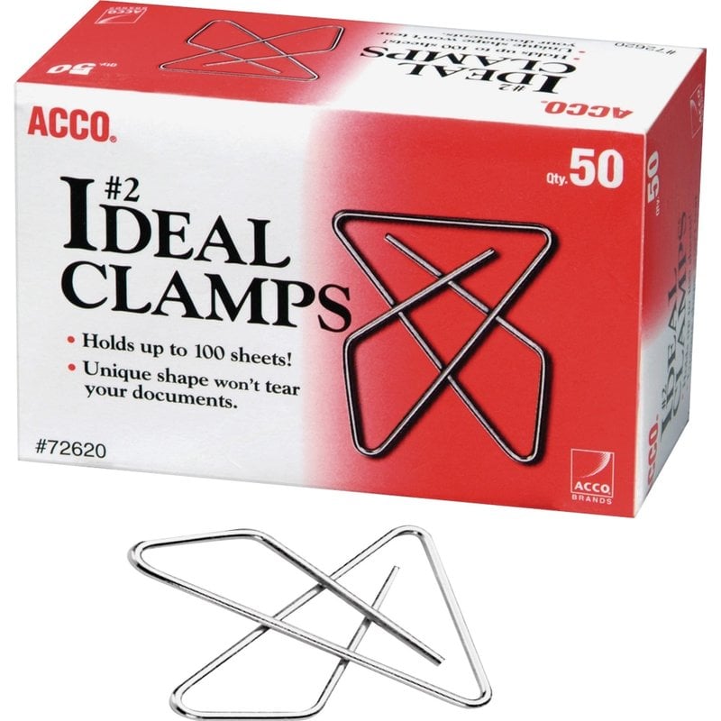 ACCO Ideal Paper Butterfly Clamp, #2 Size (Small), Box Of 50 MPN:A7072620