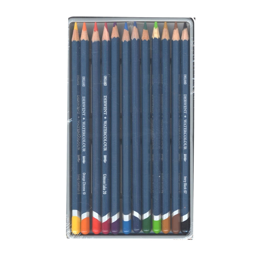 Derwent Watercolor Pencil Set With Tin, Assorted Colors, Set Of 12 Pencils MPN:32881