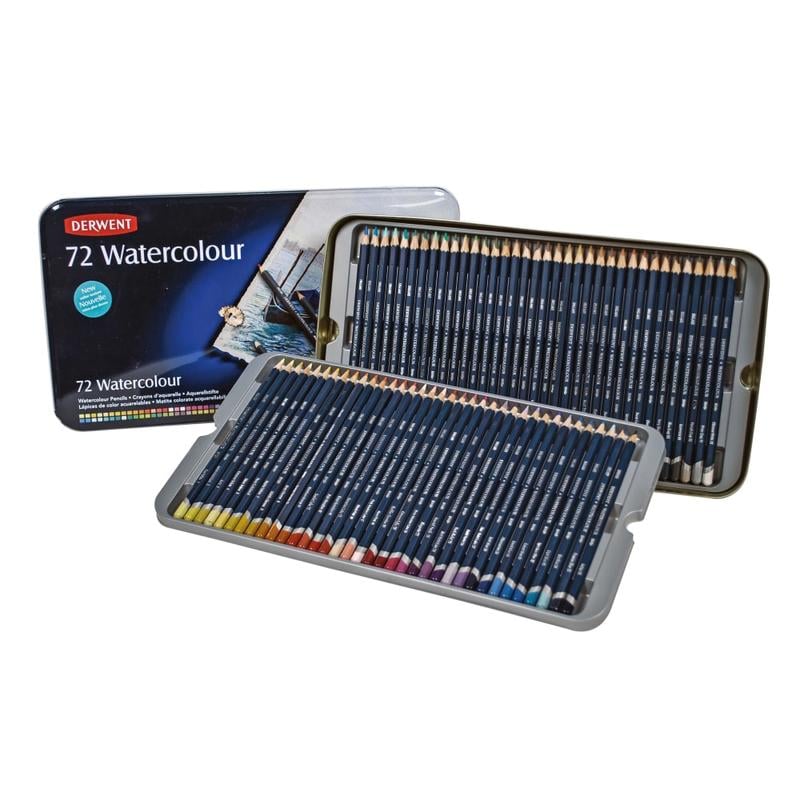 Derwent Watercolor Pencil Set With Tin, Assorted Colors, Set Of 72 Pencils MPN:32889