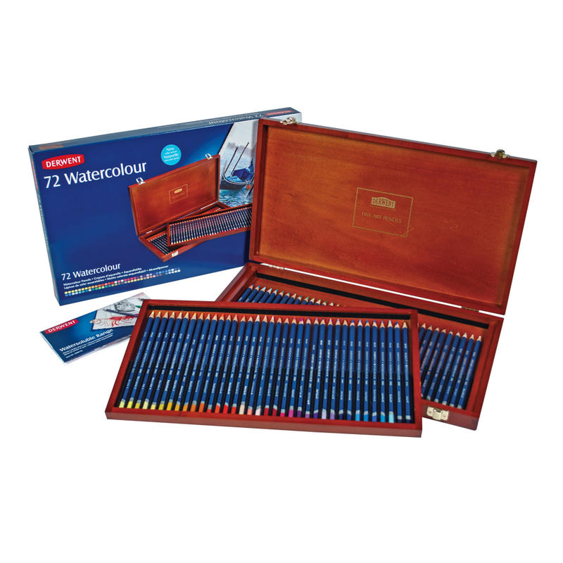 Derwent Watercolor Pencils With Hardwood Box, Set Of 72 MPN:32891