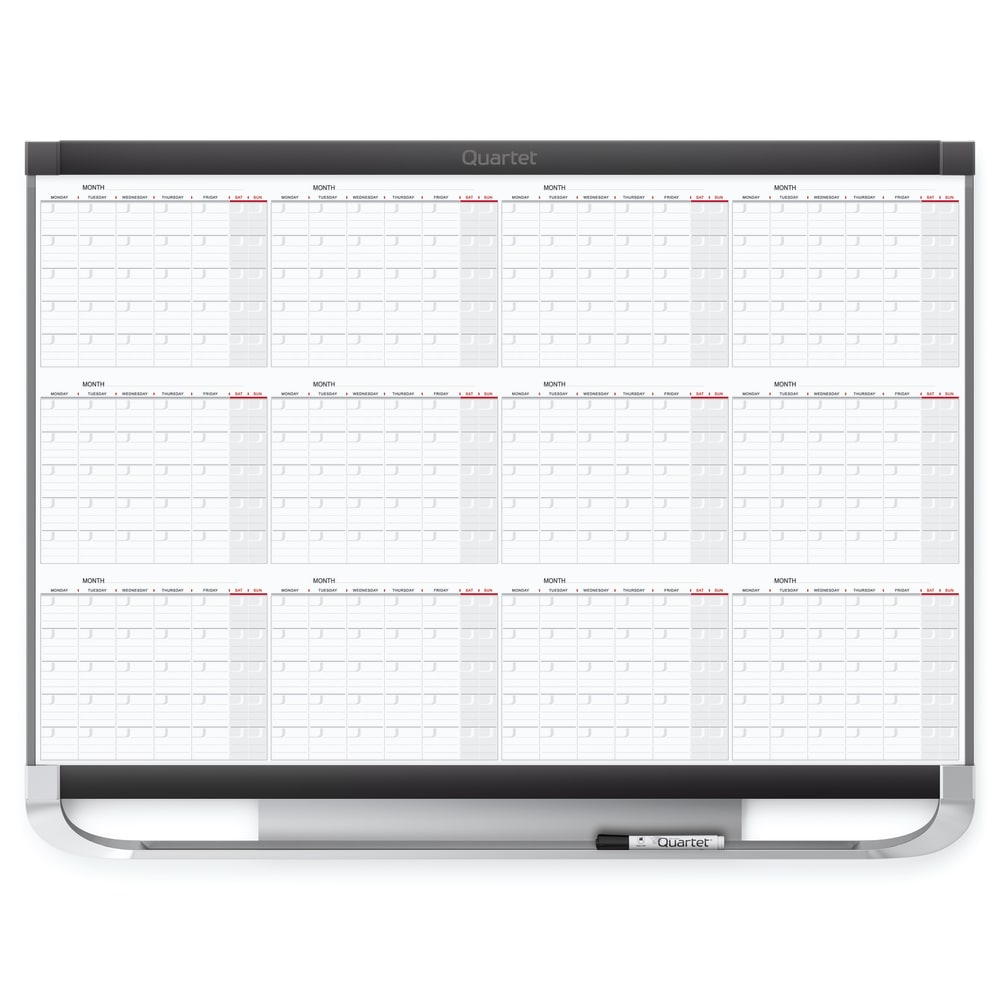 Quartet Prestige 2 Magnetic Dry-Erase 12 Month Calendar Board, 36in x 24in, Total Erase Surface MPN:12MCP23P2