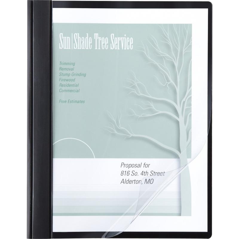 ACCO Poly Clear Front Report Cover, 8 1/2in x 11in, 1/2in Folder Capacity, Black/Clear, Pack of 10 MPN:26101