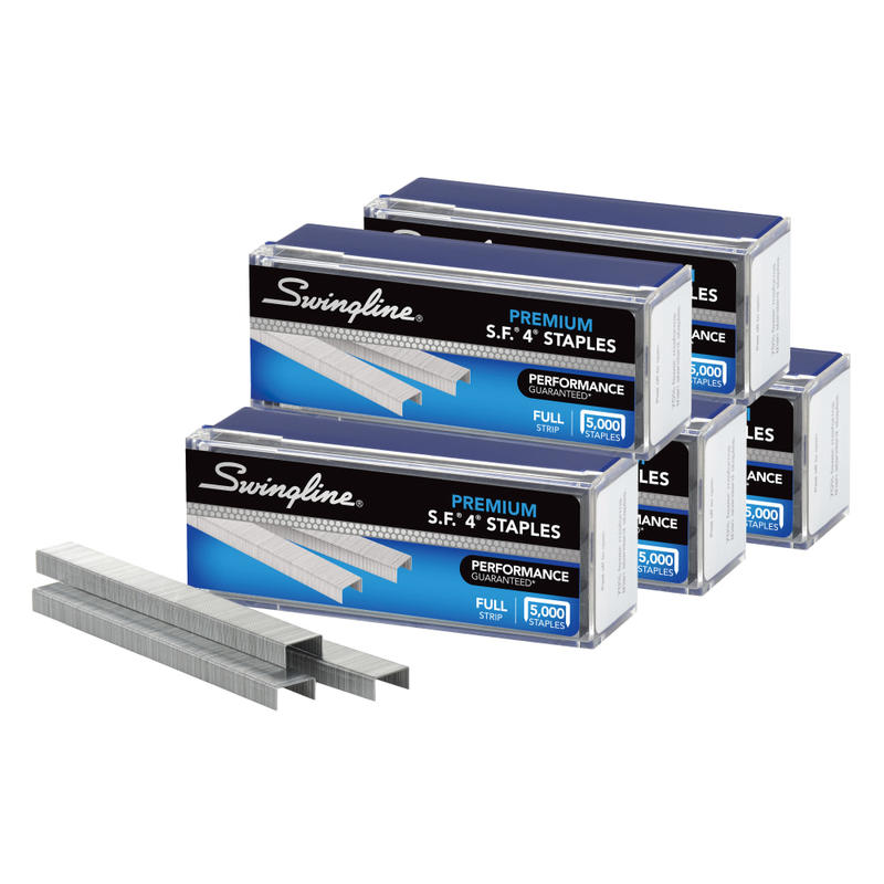 Swingline S.F. 4 Premium Staples, 1/4in Full Strip, Silver, 5, 000 Per Pack, Case Of 5 Packs MPN:S7035481