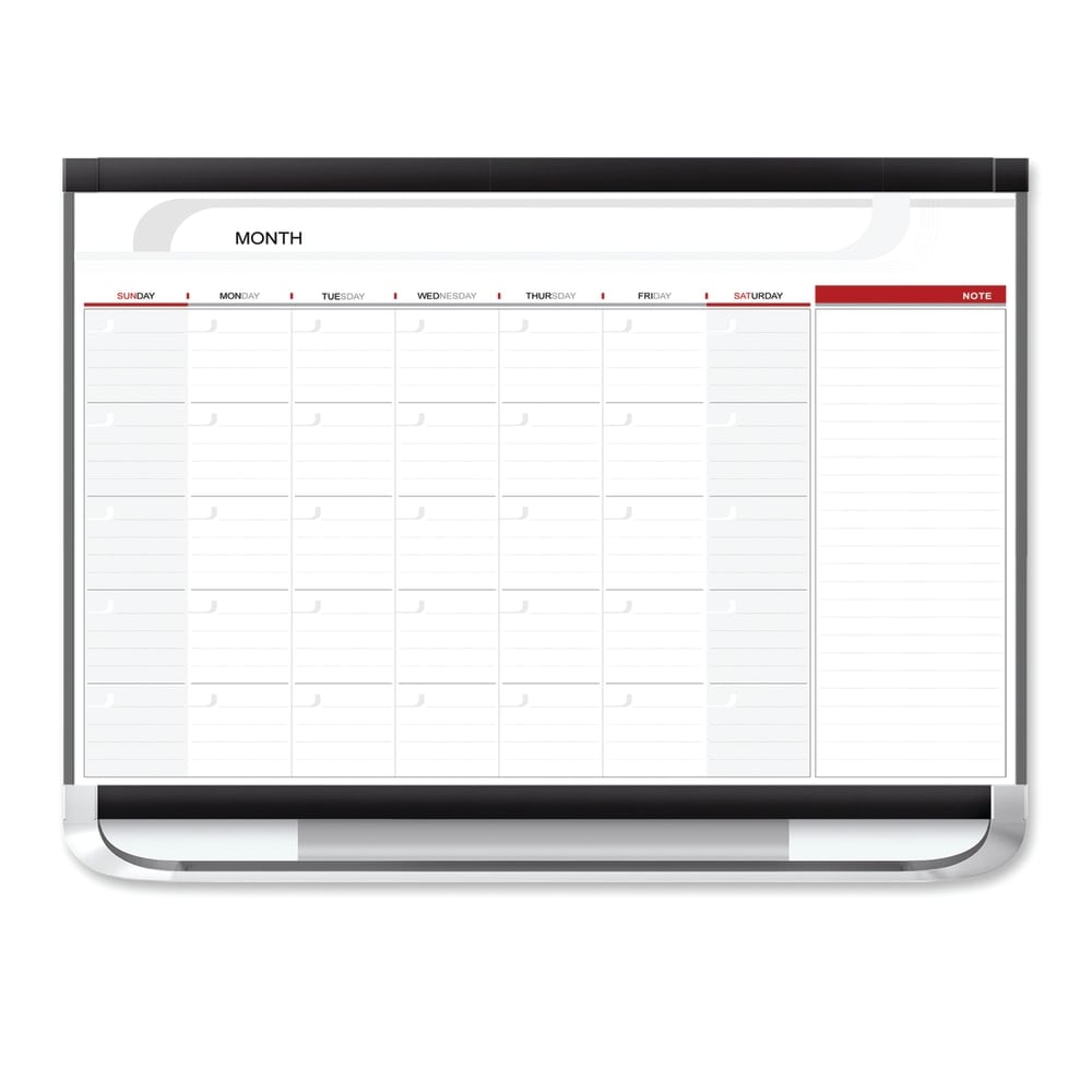 Quartet Prestige 2 Total Erase Magnetic Project Planner/Monthly Calendar Dry-Erase Whiteboard, 36in x 24in, Aluminum Frame With Graphite Finish MPN:CP32P2