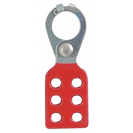 Lockout Hasp, Red, Steel, 6 Max. No. of Padlocks, 3/8 in Max. Shackle Dia., 1 in Jaw Clearance MPN:KDD102