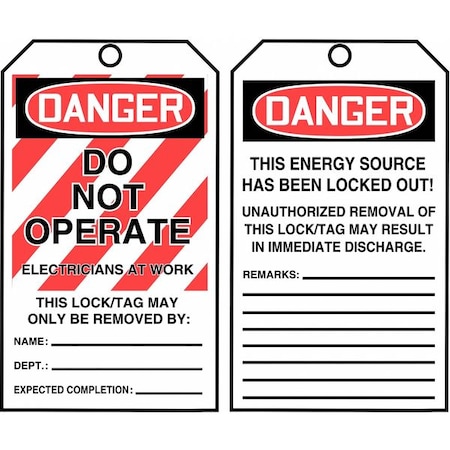 Danger Tag By The Roll, Danger, Cardstock, 3 in Width, 6 1/4 in Height, Write On Surface: Yes MPN:TAR400