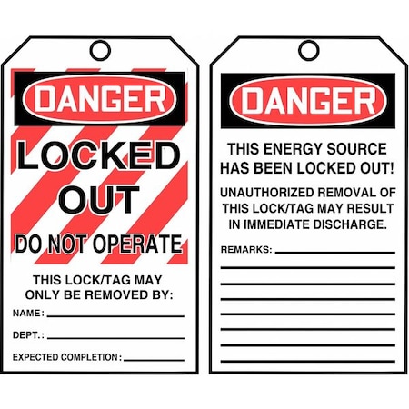 Danger Tag By The Roll, Danger, Cardstock, 3 in Width, 6 1/4 in Height, Write On Surface: Yes MPN:TAR416