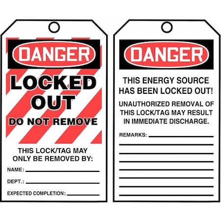 Danger Tag By The Roll, Danger, Cardstock, 3 in Width, 6 1/4 in Height, Write On Surface: Yes MPN:TAR480