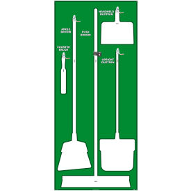 National Marker Janitorial Shadow Board Green on White Industrial Grade Aluminum - SB104AL SB104AL