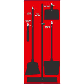 National Marker Janitorial Shadow Board Red on Black Industrial Grade Aluminum - SB105AL SB105AL