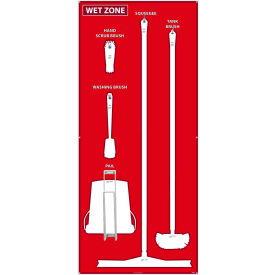 National Marker Wet Zone Shadow Board Red/White68 X 30 Aluminum - SB109AL SB109AL