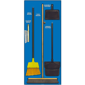National Marker Janitorial Shadow Board Combo Kit Blue on BlackIndustrial Grade Aluminum- SBK101AL SBK101AL