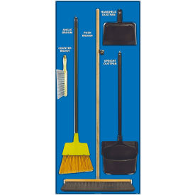 National Marker Janitorial Shadow Board Combo Kit Blue on WhiteIndustrial Grade Aluminum- SBK102AL SBK102AL
