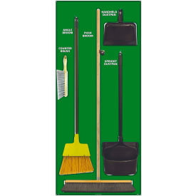 National Marker Janitorial Shadow Board Combo KitGreen on WhiteIndustrial Grade Aluminum- SBK104AL SBK104AL
