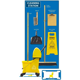 National Marker Cleaning Station Shadow Board Combo Kit Blue/White 72 X 36 Aluminum SBK141AL