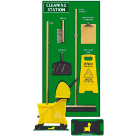 National Marker Cleaning Station Shadow Board Combo Kit Green/Black 72 X 36 Aluminum SBK146AL