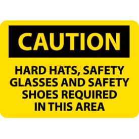 NMC C160AB OSHA Sign Caution Hard Hats Safety Glasses & Safety Shoes Required 10