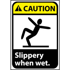 Caution Sign 10x7 Rigid Plastic - Slippery When Wet CGA14R