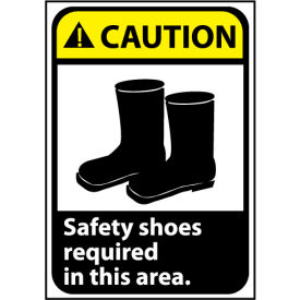 Caution Sign 14x10 Rigid Plastic - Safety Shoes Required CGA9RB