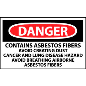 Roll of 500 Hazard Warning Vinyl Labels - Danger Contains Asbestos Fibers VRD82