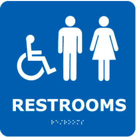 Graphic Braille Sign - Restrooms - Blue ADA9WBL