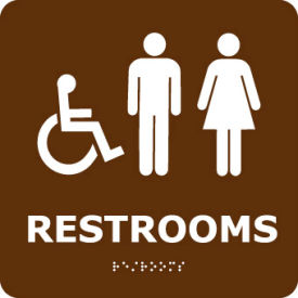 Graphic Braille Sign - Restrooms - Brown ADA9WBR