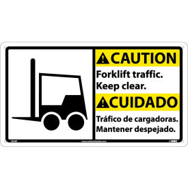 Bilingual Plastic Sign - Caution Forklift Traffic Keep Clear CBA8R