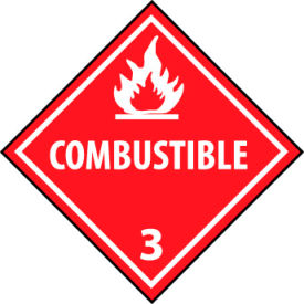 NMC™ Dot Combustible 3 Placard Sign Rigid Plastic DL9R