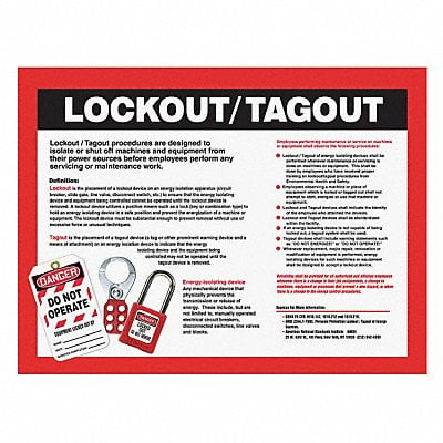 Safety Poster 17 in x 22 in Plastic MPN:SP124479L