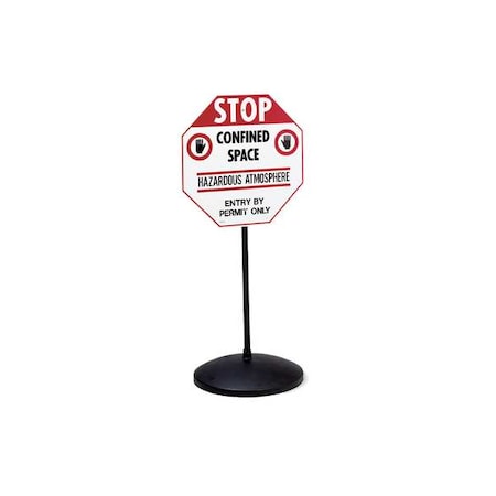 Sign Post, 48 in Steel Post, 18 in dia Cast Iron Base, Black MPN:HSP418