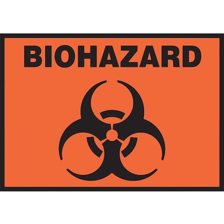 Biohazard Label, 3-1/2x5 in, Adhesive Vinyl, 5/PK MPN:LBHZ506VSP