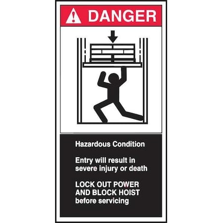 Danger Label, CEMA Hoist, 6x3 in, Adhesive Vinyl, 5/PK MPN:LECN173
