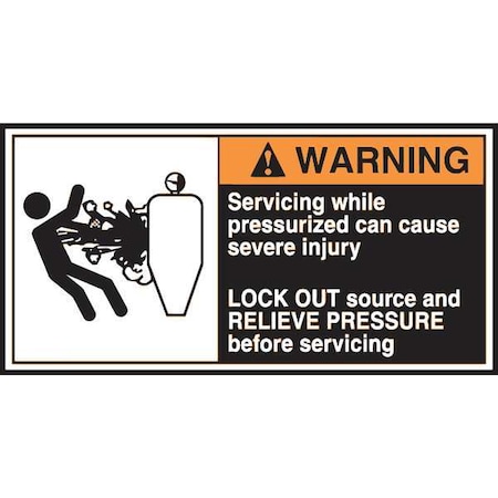 Warning Label, CEMA Pressurized, 2-1/2x5 in, Adh Vinyl, 5/PK MPN:LECN365