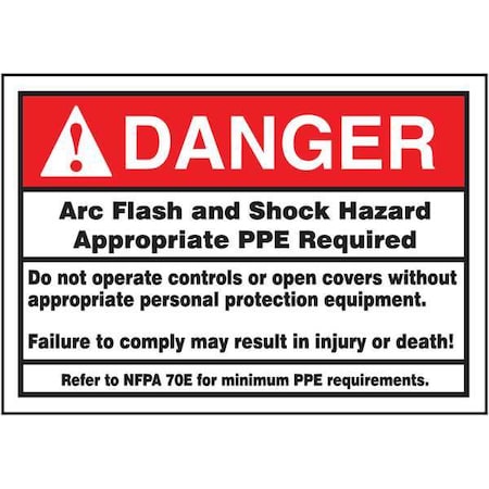 Label, 3-1/2x5, Danger Arc Flash and Shock, LELC134 MPN:LELC134