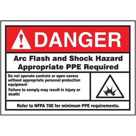 Label, 3-1/2x5, Danger Arc Flash and Shock, LELC136 MPN:LELC136