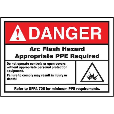 Label, 3-1/2x5, Danger Arc Flash Hazard, LELC140 MPN:LELC140
