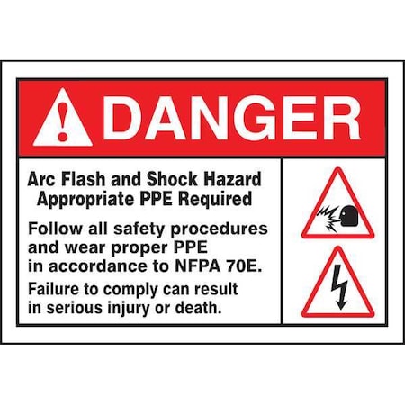 Label, 3-1/2x5, Danger Arc Flash and Shock MPN:LELC313