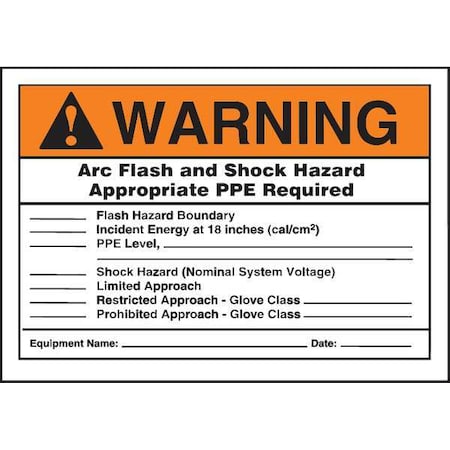 Warning Label, Arc Flash, 7x10 in, Adhesive Dura-Vinyl MPN:LELC322
