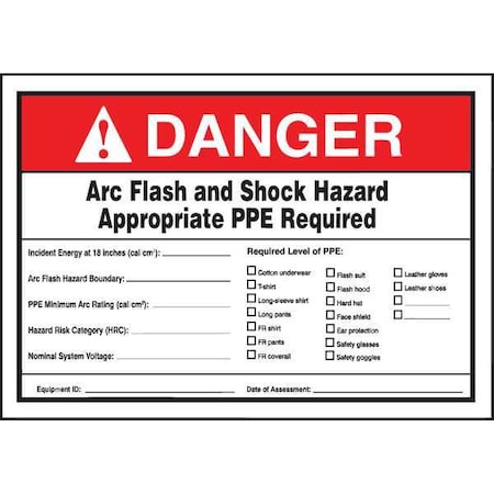 Label, 7x10, Danger Arc Flash and Shock MPN:LELC333