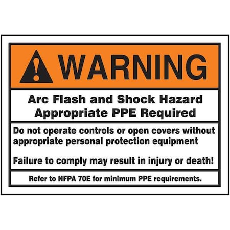 Warning Label, Arc Flash, 3-1/2x5 in, Adhesive Dura-Vinyl MPN:LELC380